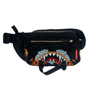 Sprayground Fanny Pack Unisex OS Black Excellent Limited Edition Shark Dragon